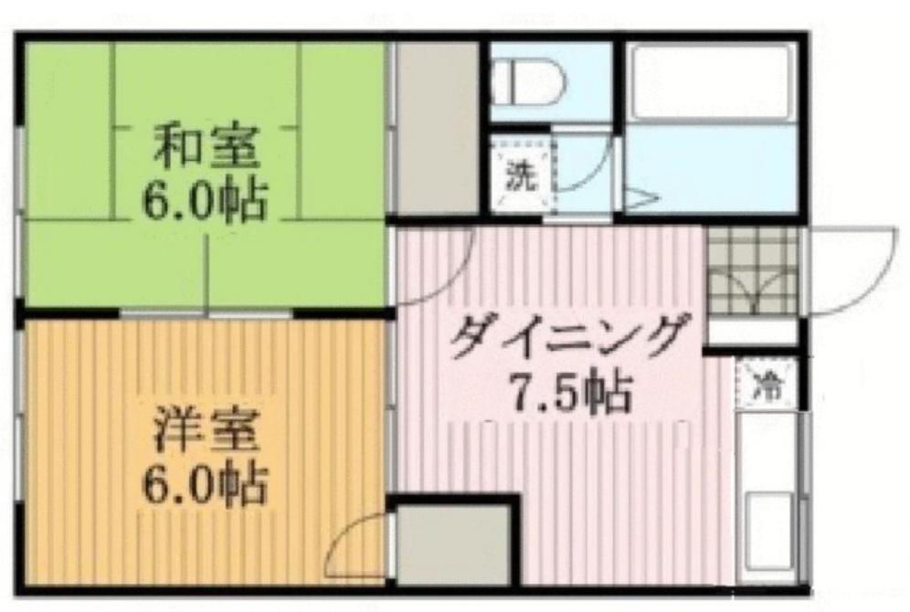 スカイスクレーパー(2DK/1階)の間取り写真