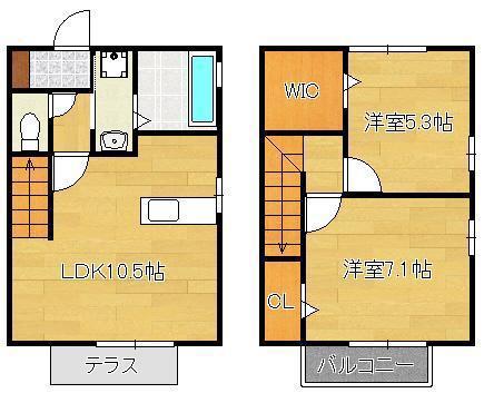 ベルシアン1(2LDK/1階)の間取り写真
