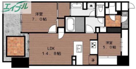 ロイヤルガーデン中山下(2LDK/3階)の間取り写真