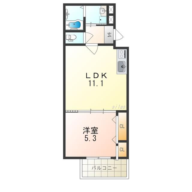 パラッツォ・ドゥーエ(1LDK/3階)の間取り写真