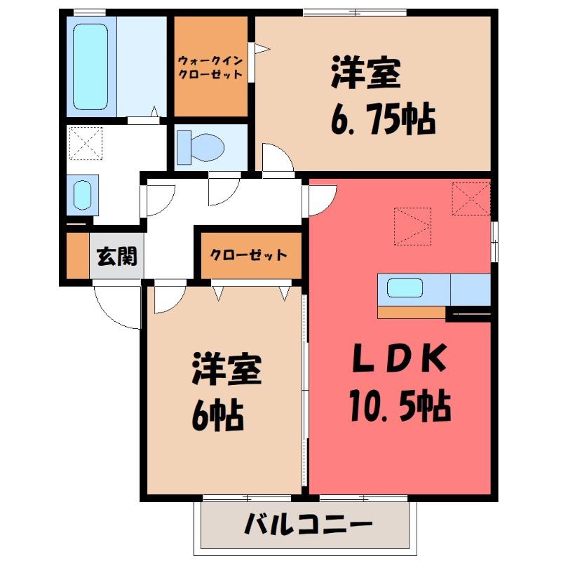 メゾンベール末広(2LDK/2階)の間取り写真