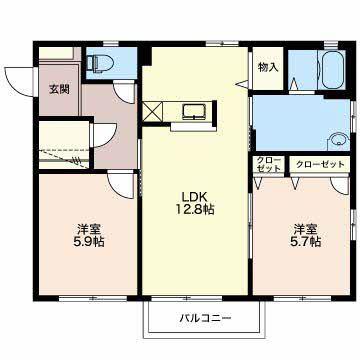 フィオーレ彩(2LDK/1階)の間取り写真