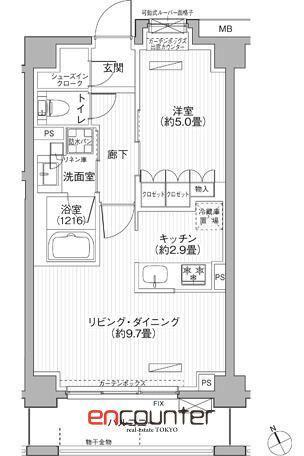 メゾンカルム市谷仲之町(1LDK/2階)の間取り写真