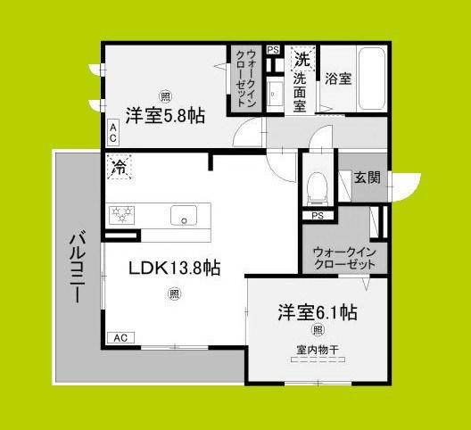 PORTO SERENO(2LDK/2階)の間取り写真