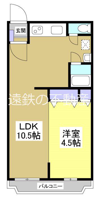 RAINBOWほんま(1LDK/5階)の間取り写真