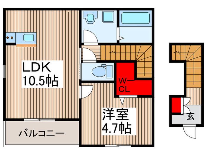 リーブルファイン吉川保(1LDK/2階)の間取り写真