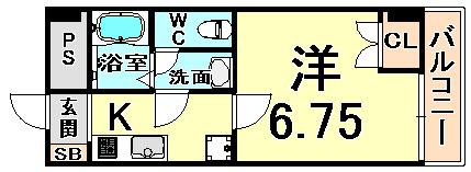 HIRO武庫之荘(1K/2階)の間取り写真