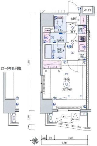 リヴシティ田町(1K/5階)の間取り写真