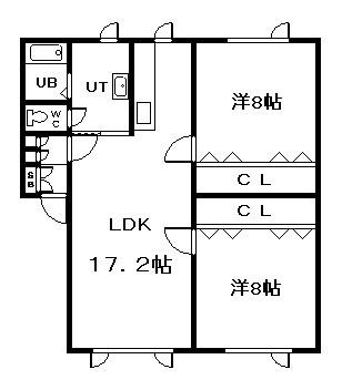 ノースビレッジ(2LDK/1階)の間取り写真