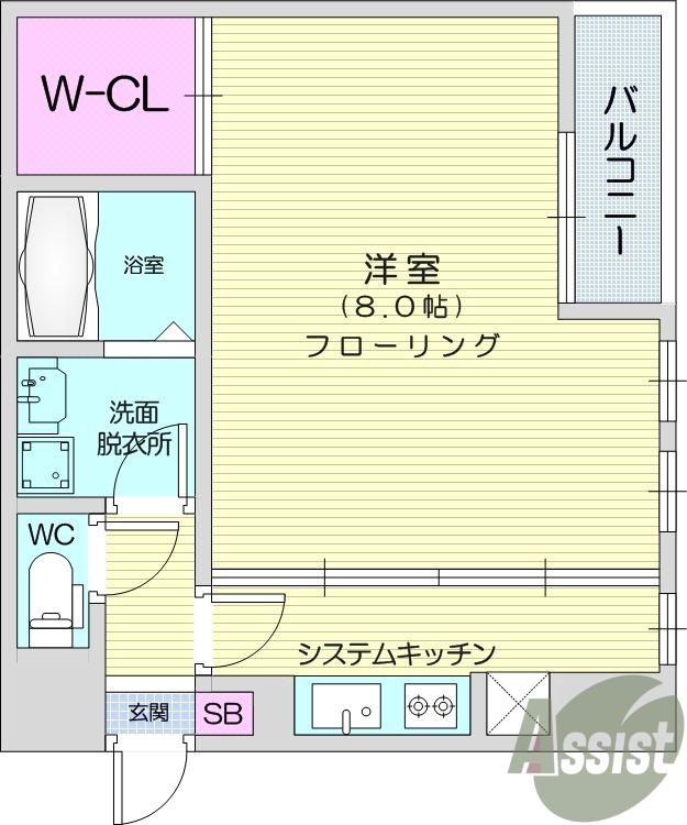 アムール 8番館(1K/2階)の間取り写真