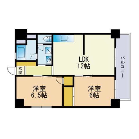 IT城南(2LDK/6階)の間取り写真