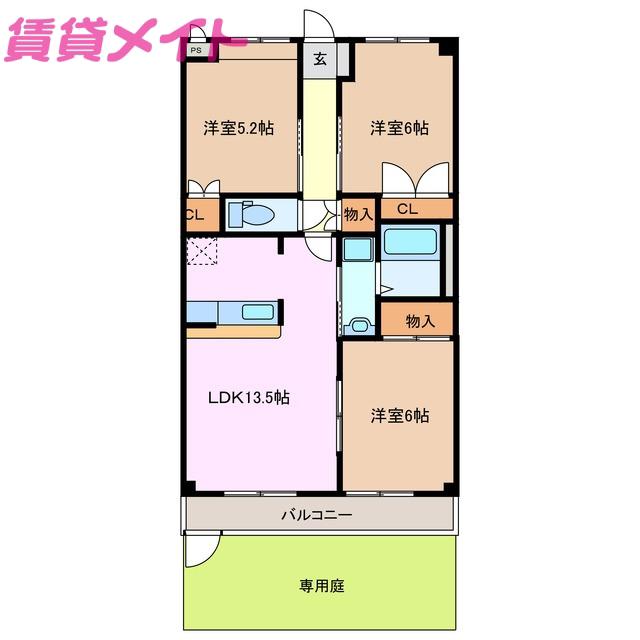 ガーデンハイム(3LDK/1階)の間取り写真