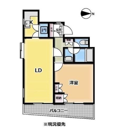 エスポワール池尻(1LDK/4階)の間取り写真