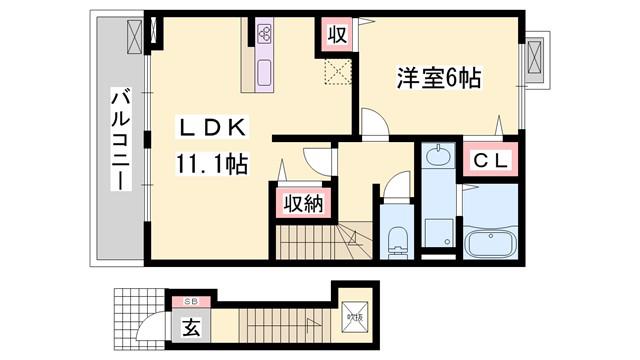 YS.VILLA赤坂(1LDK/2階)の間取り写真