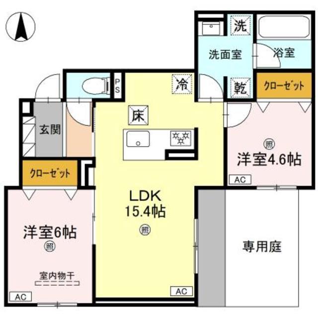 CLASHIST加美東(2LDK/1階)の間取り写真