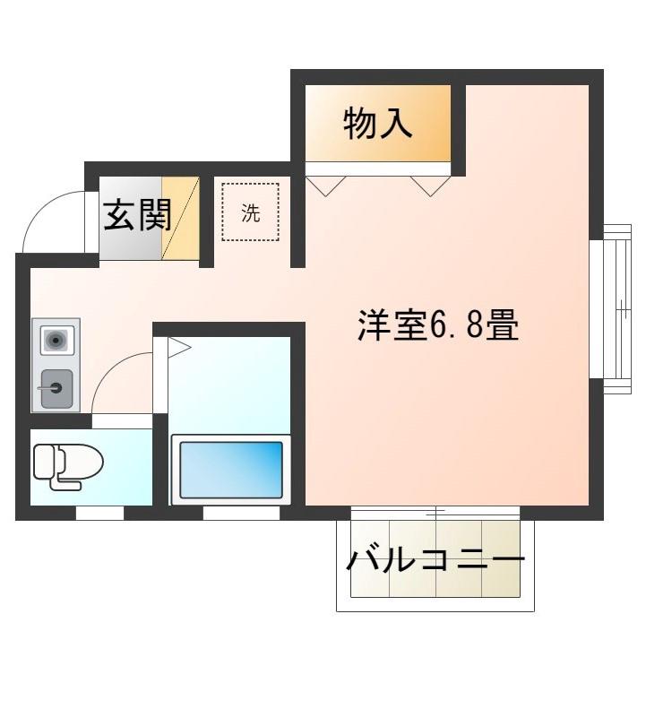 システィハイム(ワンルーム/2階)の間取り写真