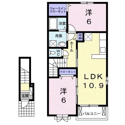 プロスペール C(2LDK/2階)の間取り写真
