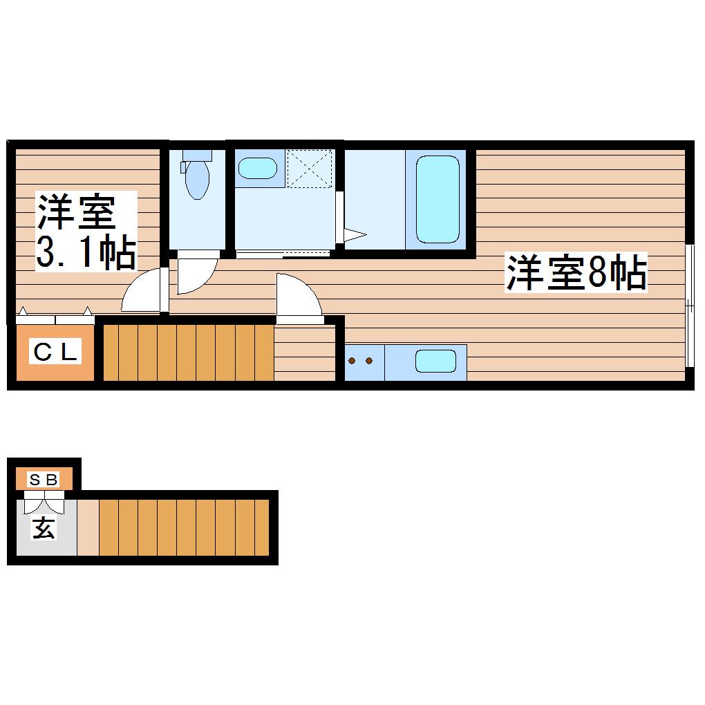 ジラソーレ(1LDK/2階)の間取り写真