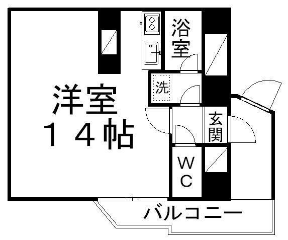 ロイヤルヒルズ上杉(ワンルーム/8階)の間取り写真