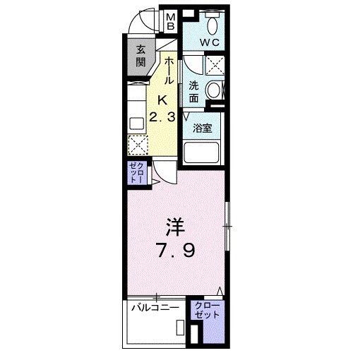 ミライア(1K/3階)の間取り写真