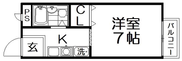 サンシティクロダ(1K/2階)の間取り写真