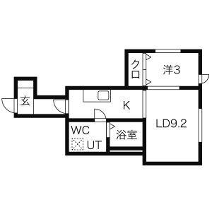 メリディアン国見2丁目(1LDK/1階)の間取り写真