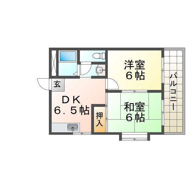 ウィステリア神戸西(2DK/2階)の間取り写真