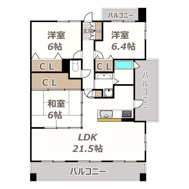 プレファシオあびこソレアード(3LDK/4階)の間取り写真
