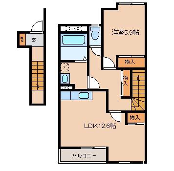 リバティ・アイ(1LDK/2階)の間取り写真