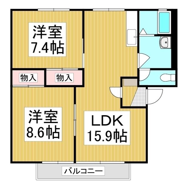 セントレージ三本柳 N(2LDK/1階)の間取り写真