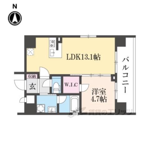 ベラジオレガシー京都河原町2(1LDK/4階)の間取り写真
