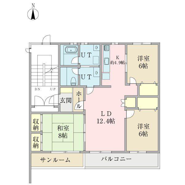 ソレアードS15(3LDK/2階)の間取り写真