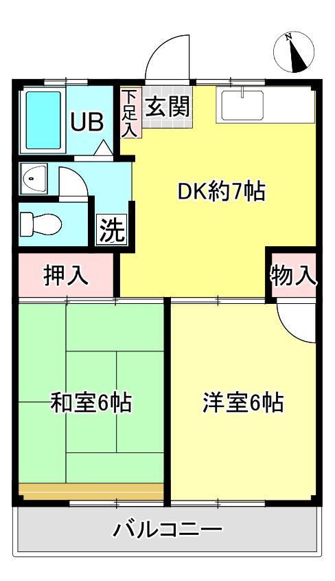 遠藤コーポ(2DK/2階)の間取り写真