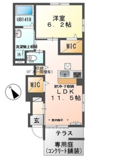 エスポワールII(1LDK/1階)の間取り写真