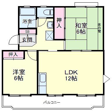 武藤ハイツI(2LDK/3階)の間取り写真