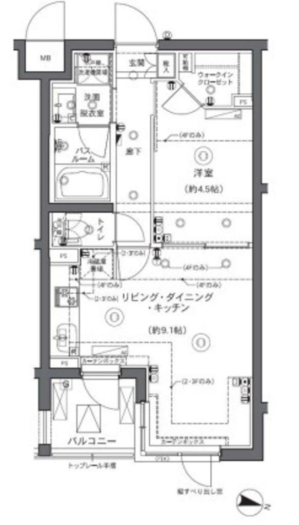 ズーム中野坂上(1LDK/1階)の間取り写真