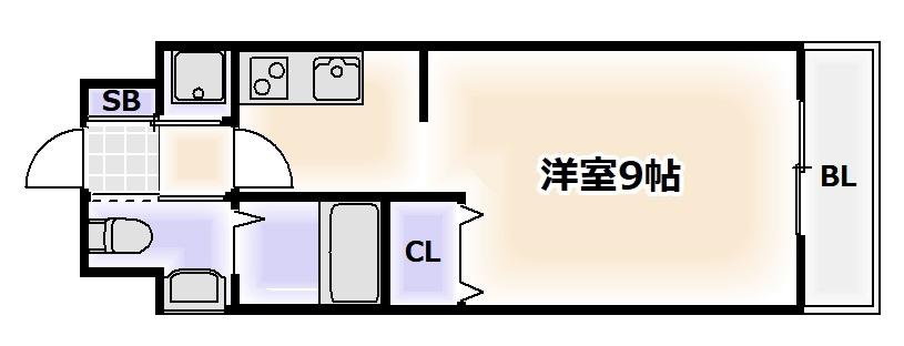 ドゥーエなんば南(ワンルーム/7階)の間取り写真