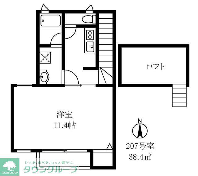 パームグローブ(1K/2階)の間取り写真