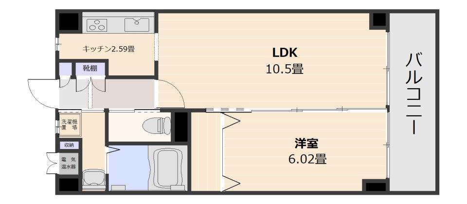 Fビル(1LDK/5階)の間取り写真