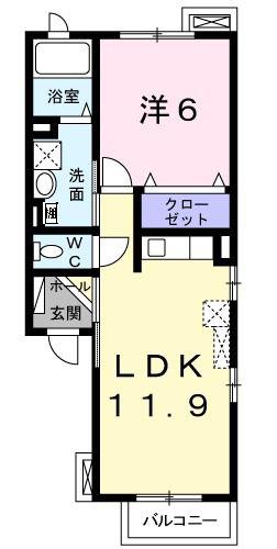 ラ・メゾンミュー(1LDK/2階)の間取り写真