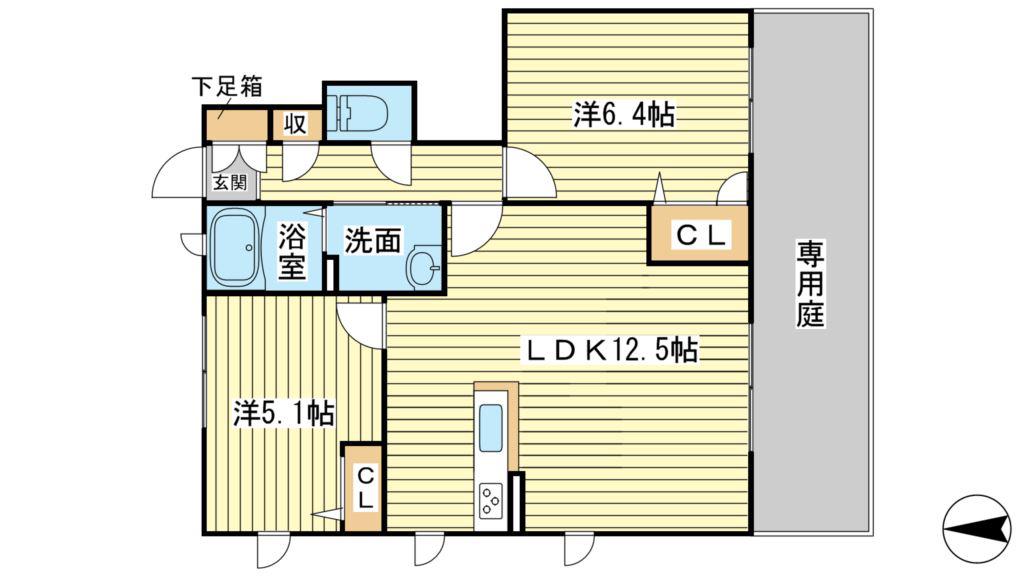 メゾン・S(2LDK/1階)の間取り写真