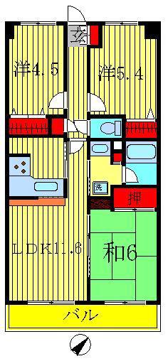 RJRリクロス立石(3LDK/12階)の間取り写真