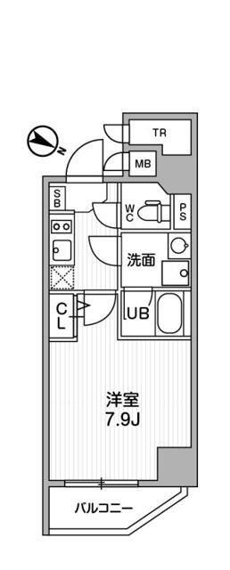 オルタナ北品川(1K/13階)の間取り写真