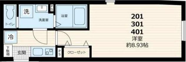 GATE RESIDENCE MITAKA(1K/3階)の間取り写真