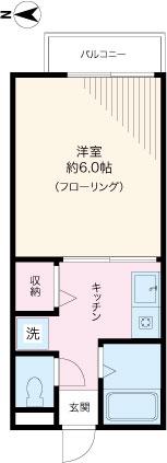 サンヒルズハイム(1K/2階)の間取り写真
