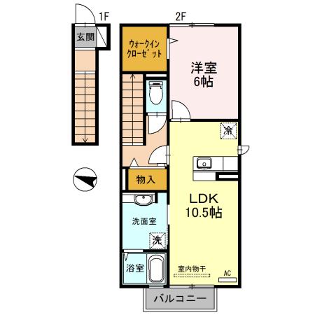 アネックス日前(1LDK/2階)の間取り写真