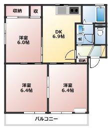 ドミール C(3DK/2階)の間取り写真