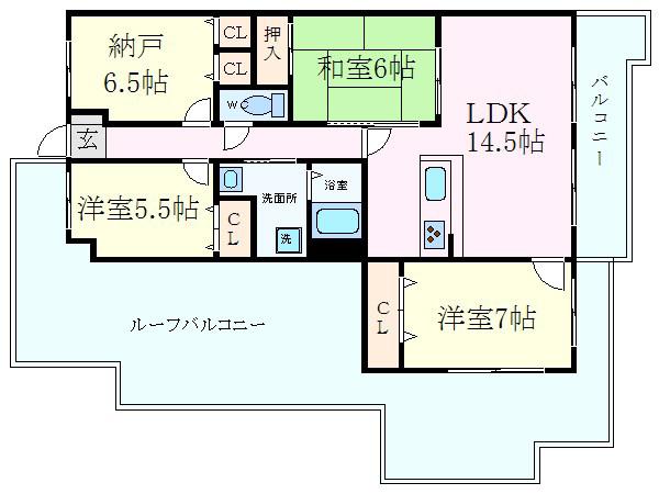 ネオステージ今宿(3SLDK/6階)の間取り写真