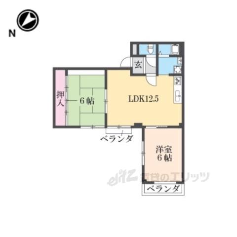 メゾンニュー大宮(2LDK/9階)の間取り写真