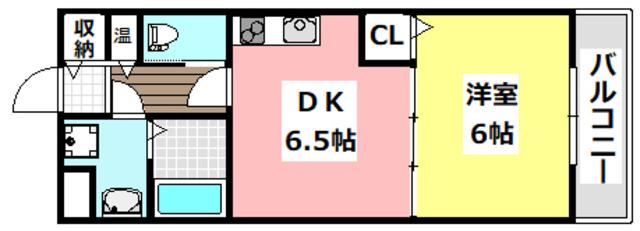 セイントプレイス(1DK/4階)の間取り写真